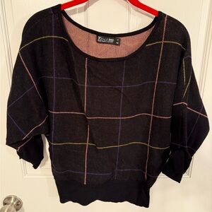 New York & Company Black Sweater with Pink Accents